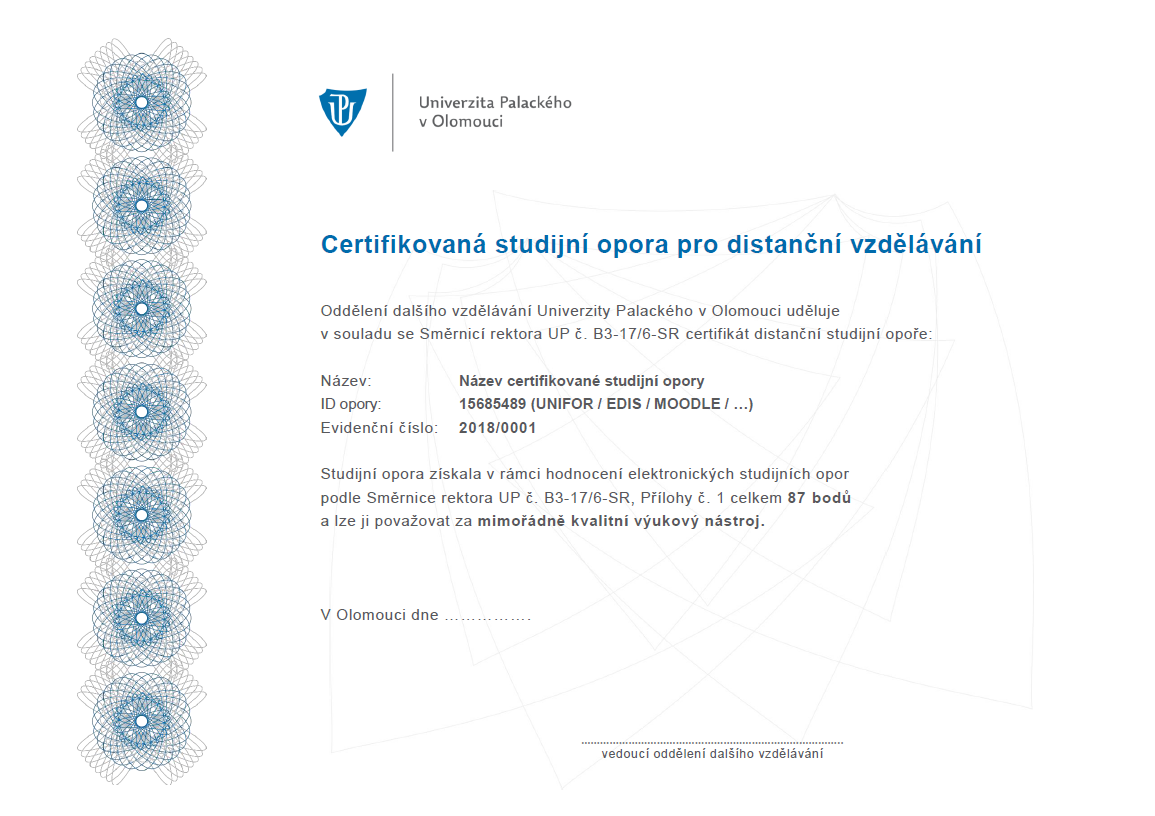 Vzor certifikátu